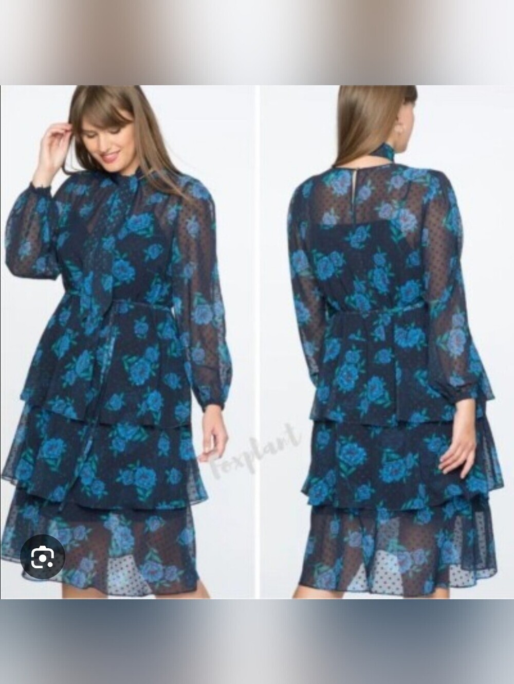 Draper James Sheer Floral Dot Long Sleeve Dress 18